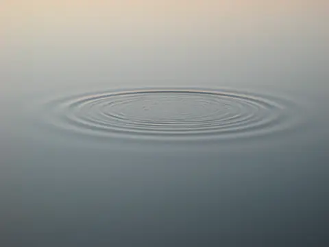 A single ring of ripples spreading across still water
