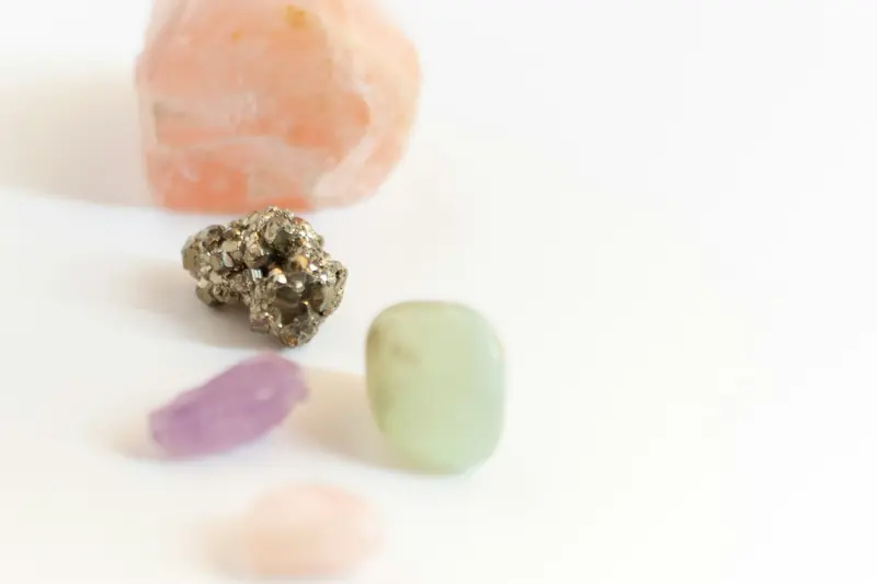 Pale stones on a white surface